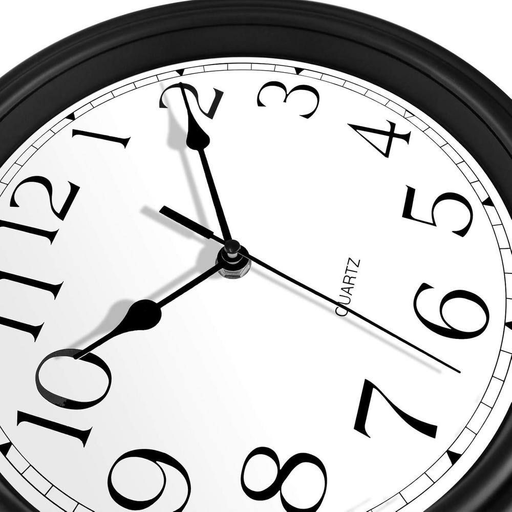 14-Inch Black Plastic Analog Silent Wall Clock