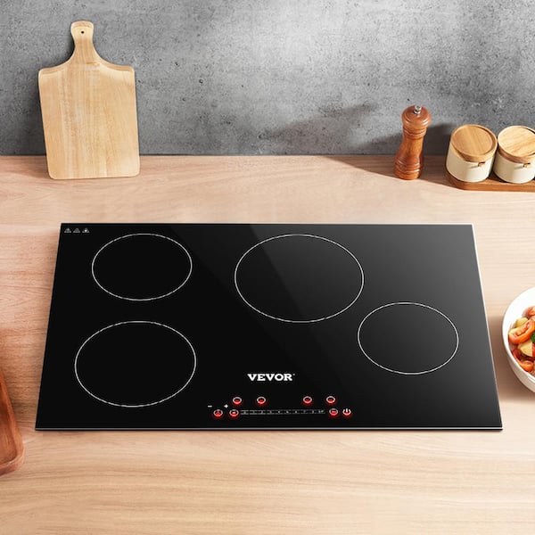 30.3 x 20.5 in. Built-in Induction Electric Cooktop in Black Stove Top with 4 Modular Burners Ceramic Glass