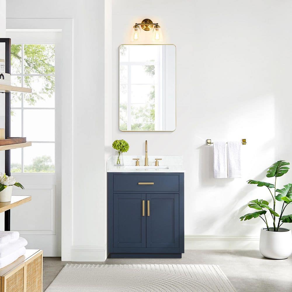 Gavino 30 in. W x 22 in. D x 34 in. H Bath Vanity in Royal Blue with Grain White Composite Stone Top price history on PriceWatchPro