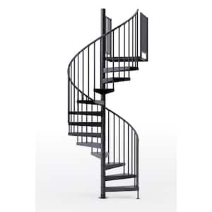 Condor Black Interior 60in Diameter, Fits Height 127.5in - 142.5in, 2 42in Tall Platform Rails Spiral Staircase Kit