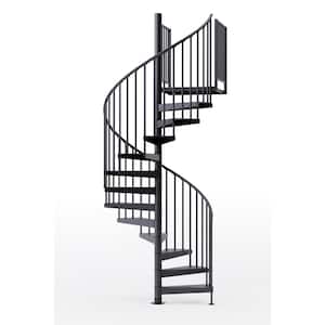 Condor Black Interior 60in Diameter, Fits Height 85in - 95in, 2 36in Tall Platform Rails Spiral Staircase Kit