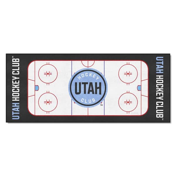 NHL-Utah Blue 30 in. x 72 in. Hockey Club Rink Runner Area Rug with Utah Hockey Round Logo