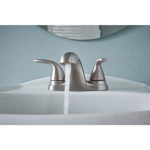 Adler 4 in. Centerset 2-Handle Bath Faucet with 4-Piece Hardware Set in Spot Resist Brushed Nickel (24 in. Towel Bar)