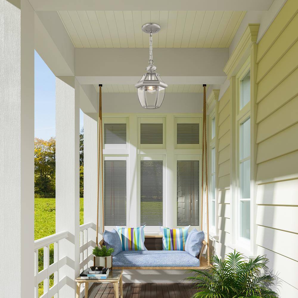Monterey Brushed Nickel Glass Outdoor Pendant Light