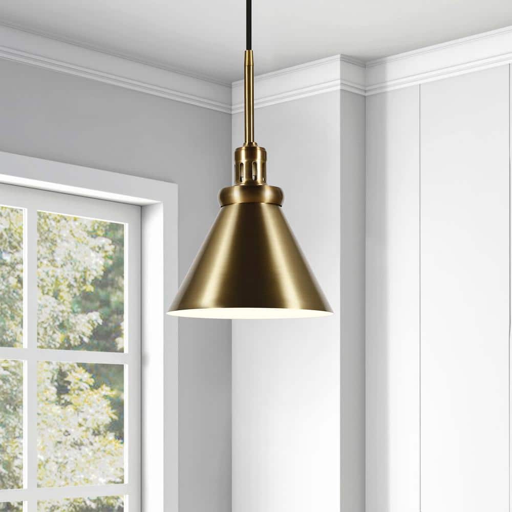 Zeno 10" Brass Finish Industrial Pendant Light