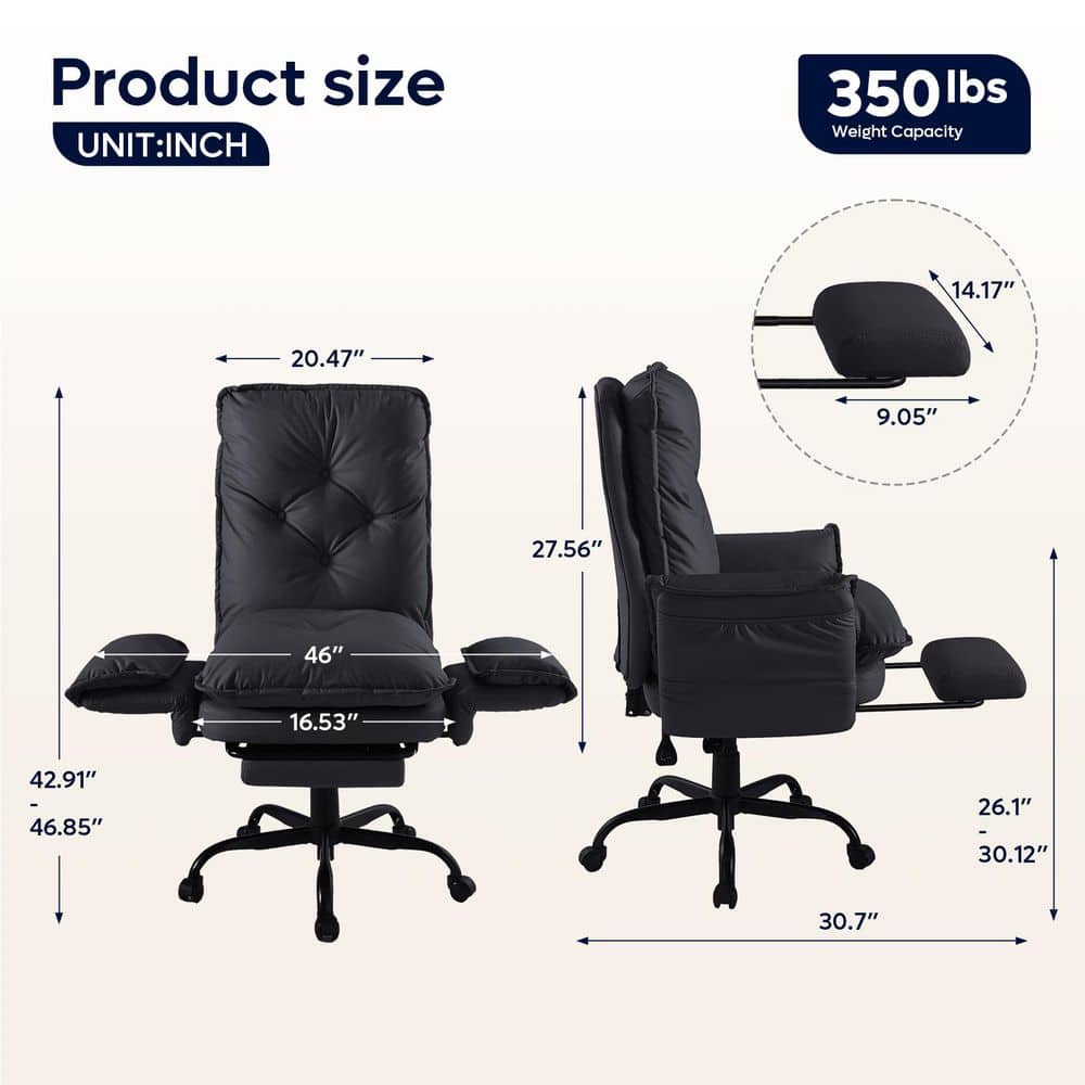 Bestier - Ergonomic Executive Office Chair with Footrest & Lumbar Support, High Back PU Leather, Adjustable - Thumbnail 3