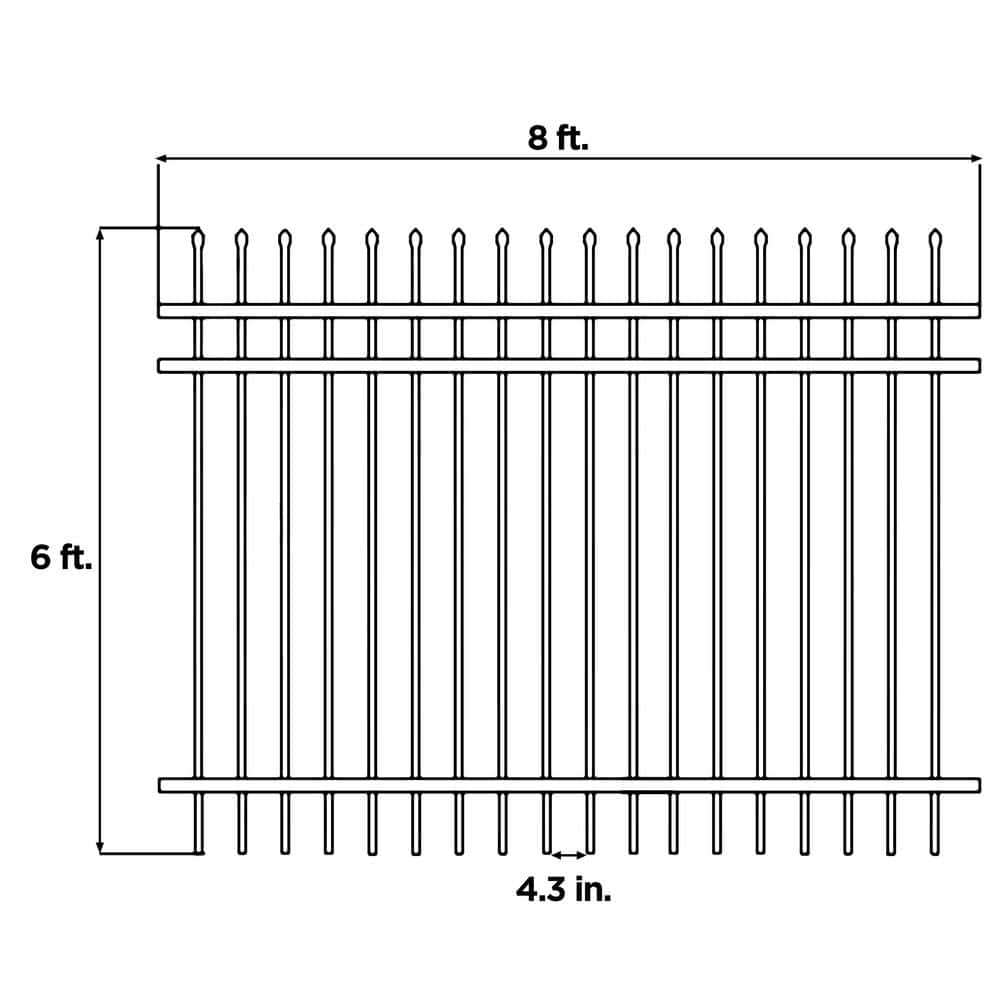 ALEKO 64-Foot Black Steel 8-Panel Straight Top Fence Kit