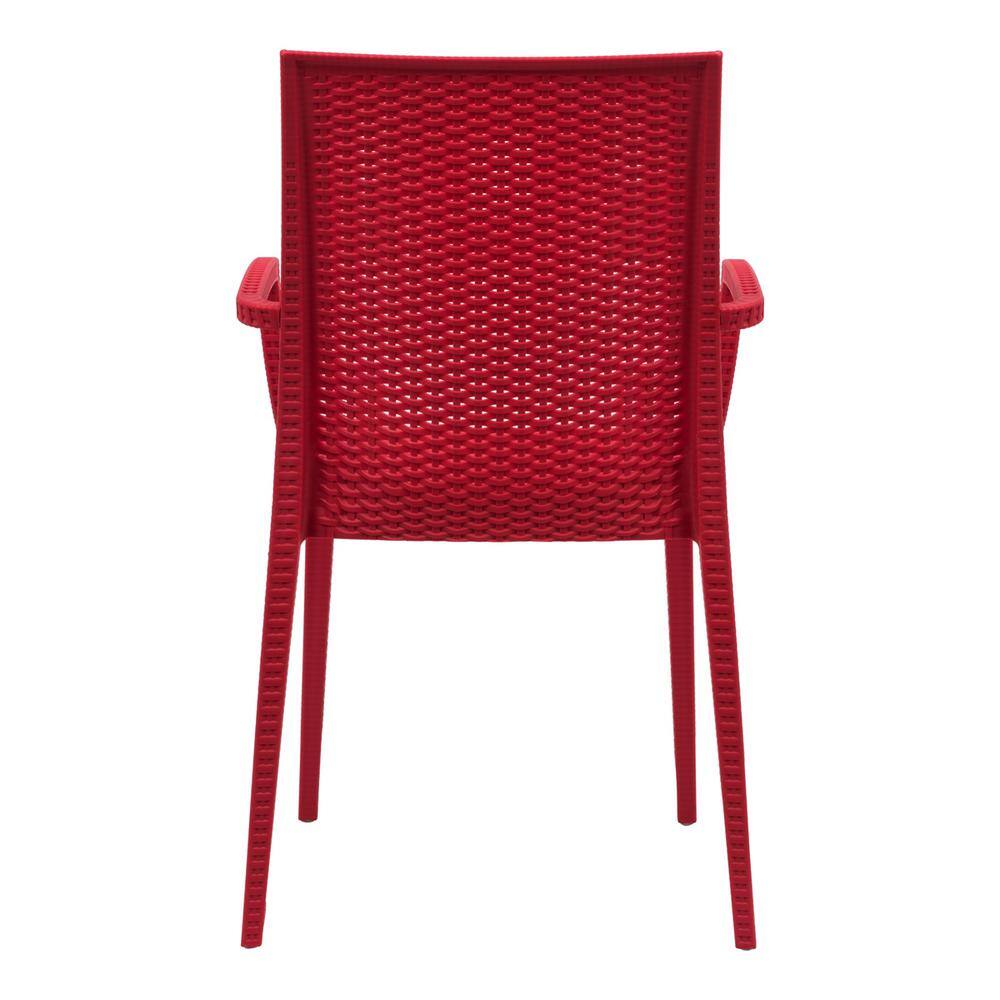 Modernist Red Weave Indoor/Outdoor Dining Chair Set of 2