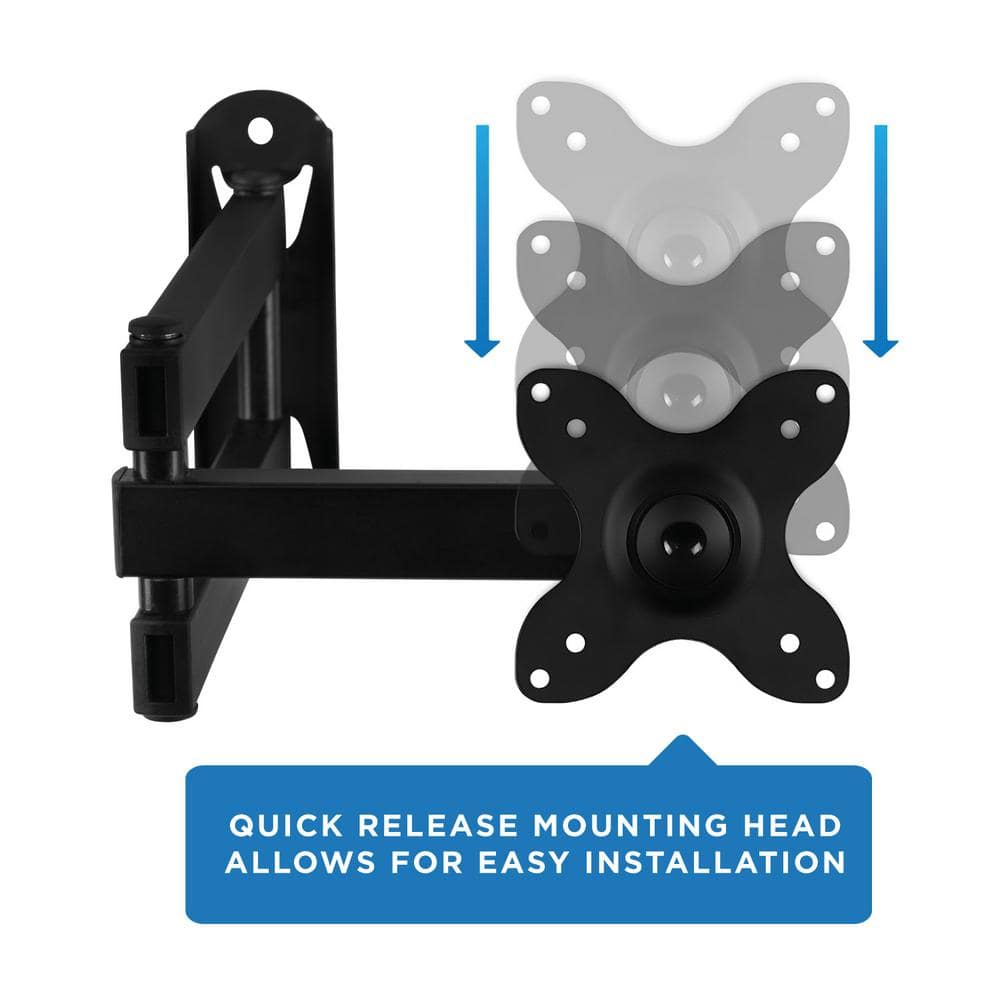 Black Full Motion TV Wall Mount for 19-27 Inch Screens