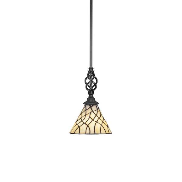 Unbranded Bridgewater 100 W 1-Light Matte Black Standard Mini Pendant Light with Glass Shade