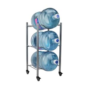 16.5 in. L x 13.75 in. W x 31 in. H 5 Gallon Water Jug Stand, Water Bottle Holder, Water Cooler Stand with Wheels Silver