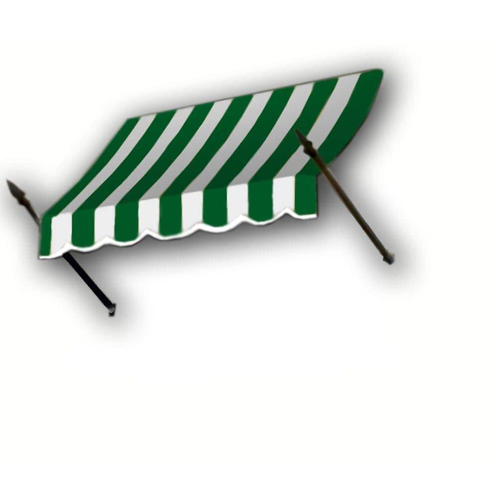 10.38 ft. New Orleans Fixed Awning 124.5 in. W x 24 in. H x 16 in. D Acrylic Fabric in Forest/White Stripe price history on PriceWatchPro