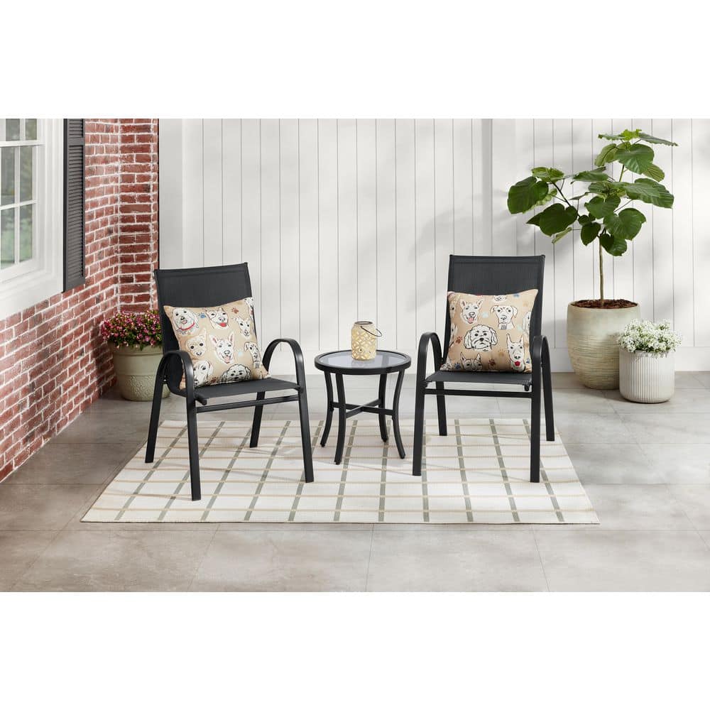 StyleWell - Sling Stack Outdoor Dining Chair in Black