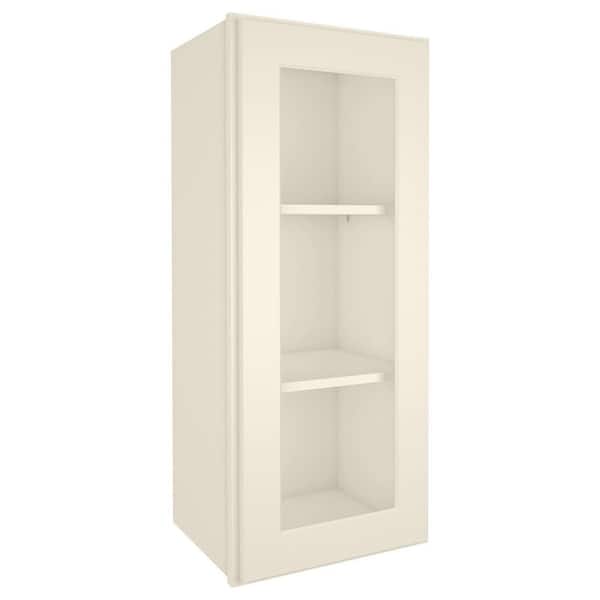 HOMEIBRO 15 in. W X 12 in. D X 42 in. H in Antique White Plywood Ready to Assemble Wall Kitchen Cabinet with 1-Door 3-Shelves