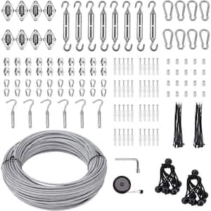 6 in. Stainless Steel Shade Sail Hardware Kit with 131FT Wire Rope for Outdoor Triangle Rectangle Sun Shade