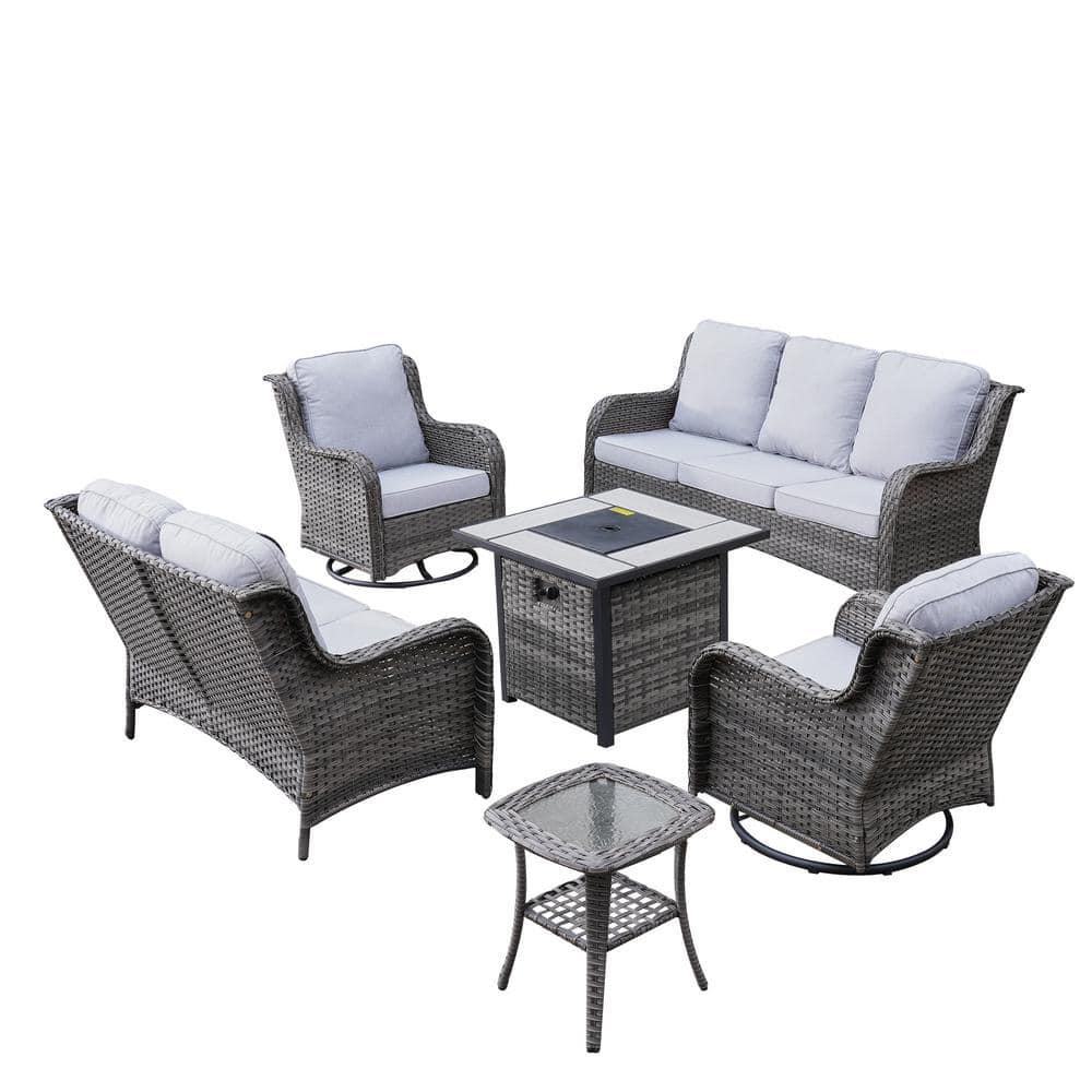 Reviews for XIZZI Pluto Gray 6Piece Wicker Patio Fire Pit Set with