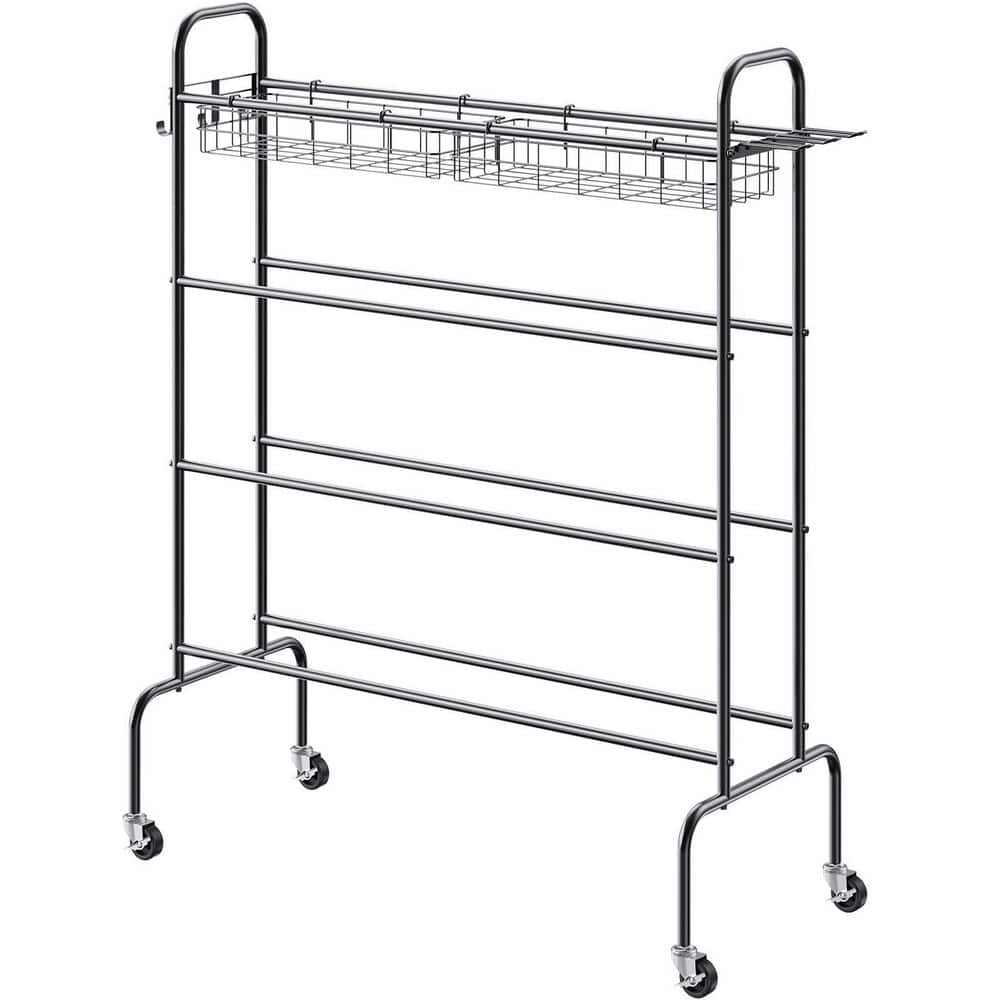Basketball Rack, 100 lbs., 4-Layers Rolling Basketball Shooting Training Stand, Sports Equipment for Football Soccer price history on PriceWatchPro