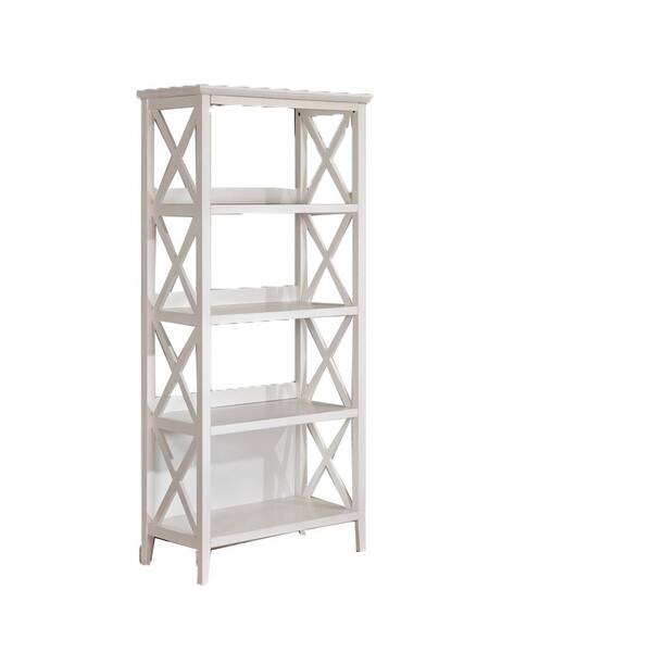 STICKON 67 in. White Wood 4-Shelf Standard Bookcase with Sturdy Solid Frame