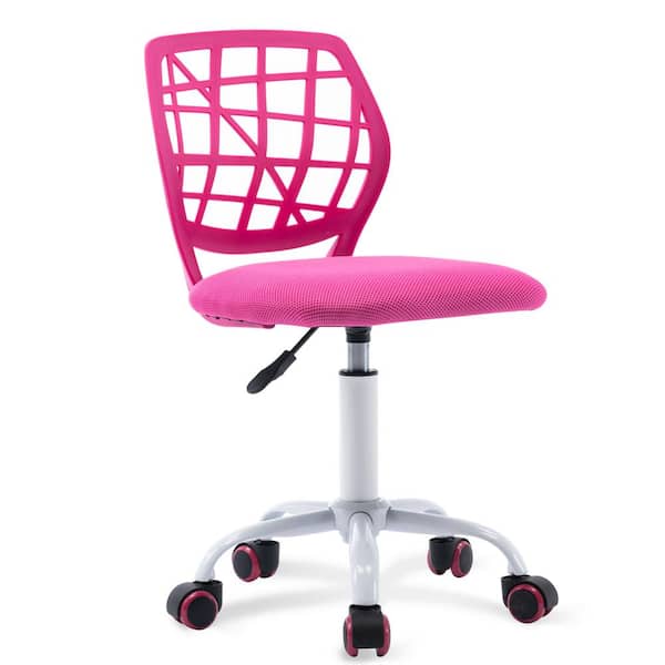 HOMEFUN Pink Mesh Ergonomic Swivel Armless Kids Study Chair with Adjustable Height 030