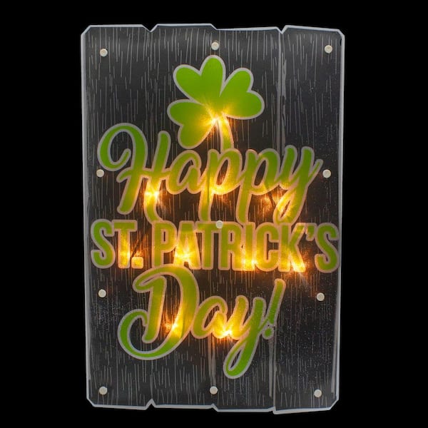 17 in. Lighted Happy St. Patrick's Day Window Silhouette Decoration