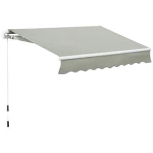8 ft. x 7 ft. Patio Retractable Awning, Manual Exterior Sun Shade Deck Window Cover, Grey