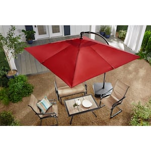 8 ft. Square Aluminum and Steel Cantilever Offset Outdoor Patio Umbrella in Chili Red