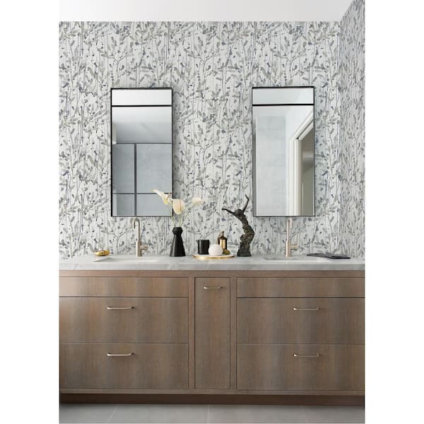 Leandra Grey Floral Trail Strippable Non Woven Wallpaper