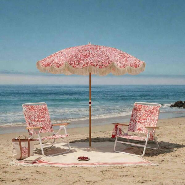 beach patio umbrella in red 6 ft 6 ft. Metal Patio Umbrella with Tassel, Red TGD3-BU2-R