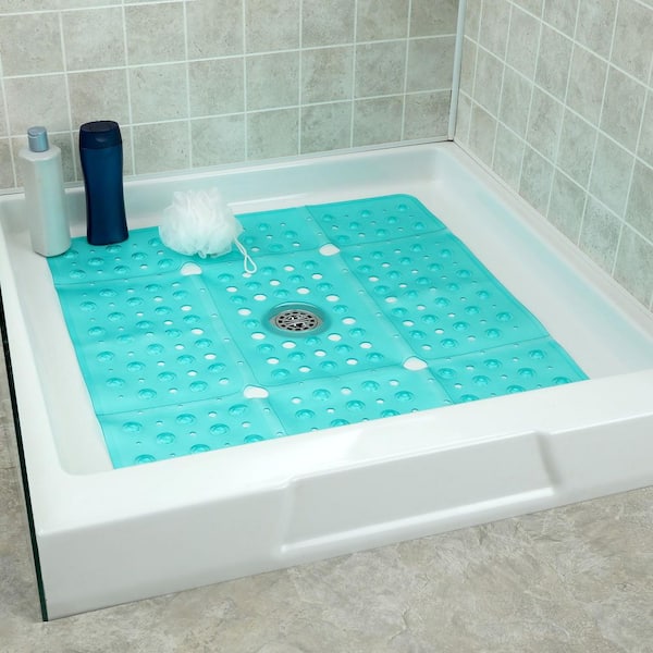 SlipX Solutions 27 in. W x 27 in. L Extra Large Square Shower Mat in Aqua