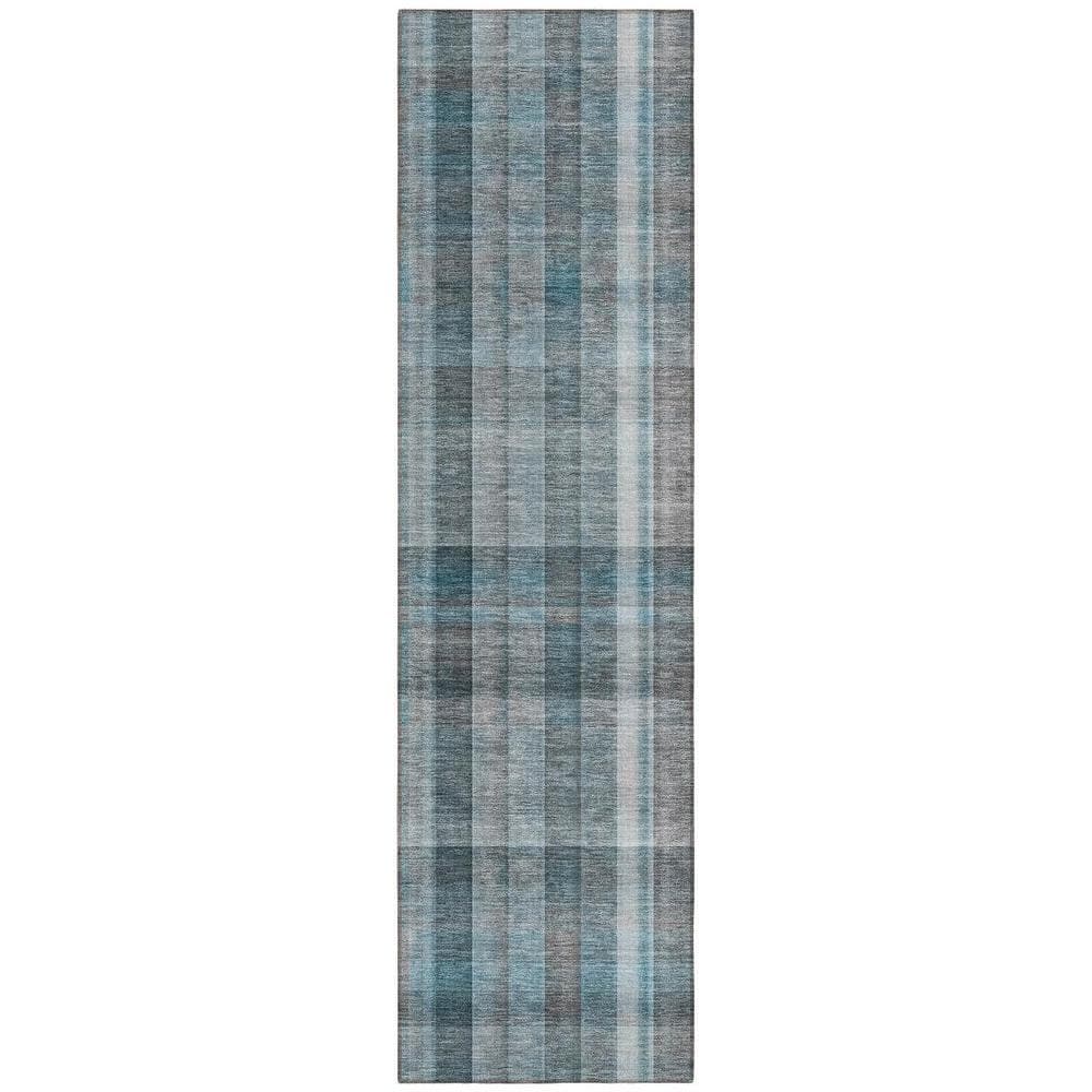 Teal 2 ft. x 8 ft. Woven Plaid Polyester Runner Indoor/Outdoor Area Rug price history on PriceWatchPro
