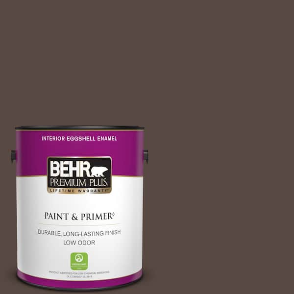 BEHR PREMIUM PLUS 1 gal. #780B-7 Bison Brown Eggshell Enamel Low Odor Interior Paint & Primer