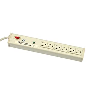 Wiremold Perma Power 6-Outlet 15 Amp Computer Grade Surge Strip with Lighted On/Off Switch, 15 ft. Cord