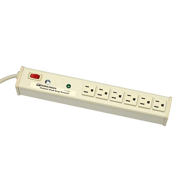 Legrand Wiremold Perma Power 6-Outlet 15 Amp Computer Grade Surge Power Strip with Lighted On/Off Switch and 15 ft. Cord