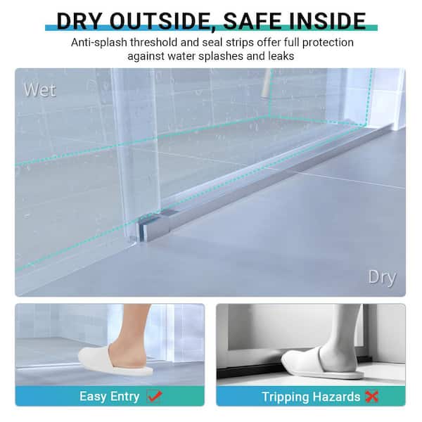 Abruzzo 60 in. W x 76 in. H Single Sliding frameless Bypass