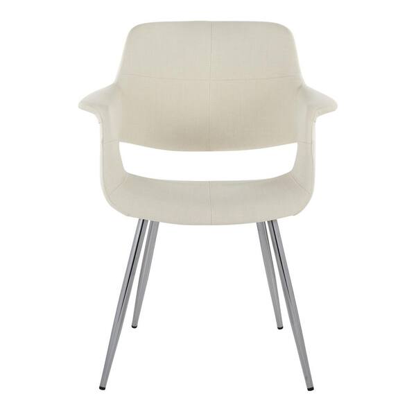 Stanley Dining Chair, Beige Fabric & Chrome legs