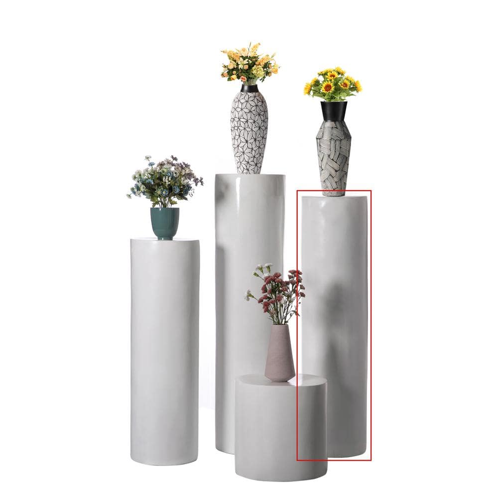 Tall White Fiberglass Cylinder Pedestal Stand for Floral Arrangements