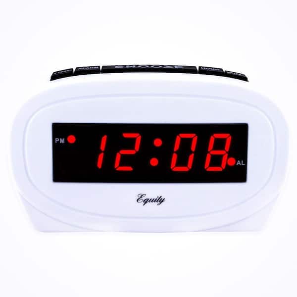 Equity by La Crosse Digital 0.60 in. Red LED Electric White Alarm Table Clock