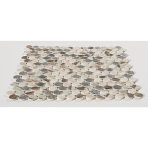 Dexo Josen Tan/Brown 12-1/8 in. x 12-1/8 in. Penny Round Smooth Glass Mosaic Tile (10.2 sq. ft./Case)