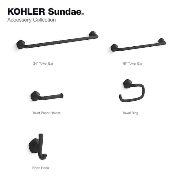 KOHLER Sundae 24 in. Wall Mounted Towel Bar in Matte Black