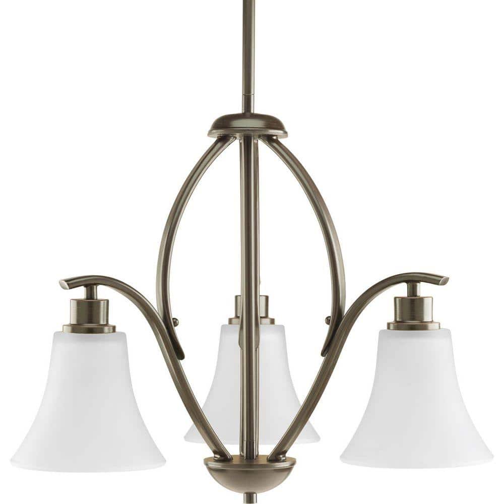 Joy Antique Bronze Mini 3-Light Chandelier with Etched Glass
