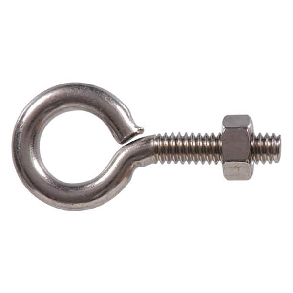 1/4 in.-20 tpi x 2 in. Stainless Steel Eye Bolt with Hex Nut (10-Pack)
