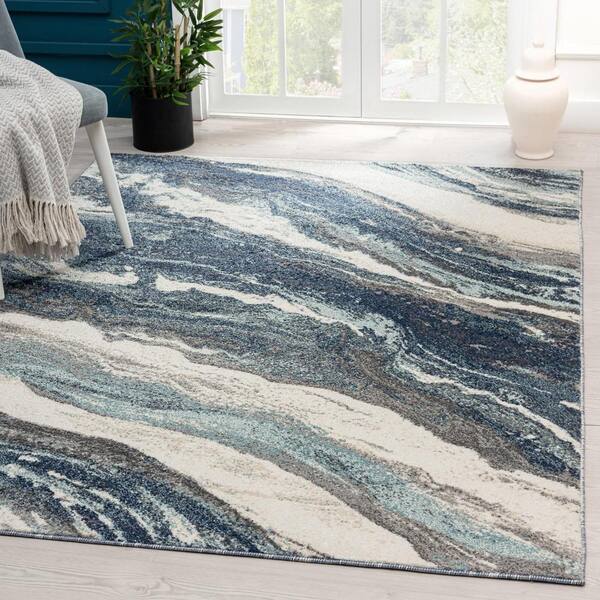 Luxe Weavers Beverly Collection 8445 Blue Modern Abstract Area Rug 2x3