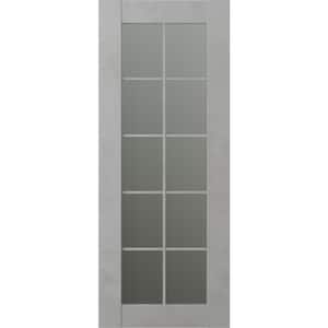 Vona 18 in. x 80 in. No Bore Solid Core 10-Lite Frosted Glass Light Urban Finished Wood Composite Interior Door Slab