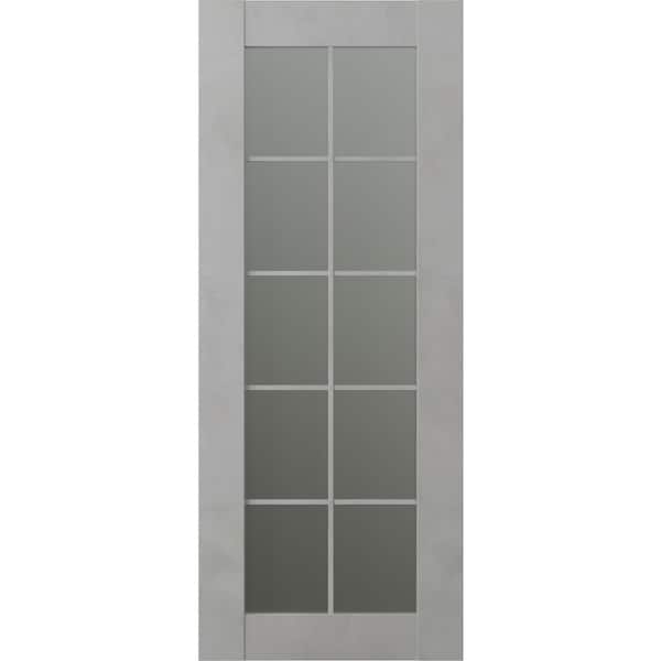 Vona 36 in. x 80 in. No Bore Solid Core 10-Lite Frosted Glass Light Urban Finished Wood Composite Interior Door Slab
