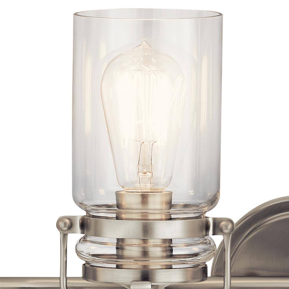 Brushed Nickel 32.25" 4-Light Vanity Light with Clear Glass Shades