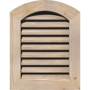 17 in. x 23 in. Round Top Unfinished Smooth Pine Wood Paintable Gable Louver Vent