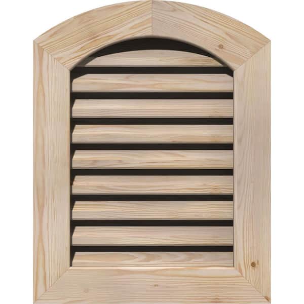 Ekena Millwork 19 in. x 19 in. Round Top Unfinished Smooth Pine Wood Paintable Gable Louver Vent