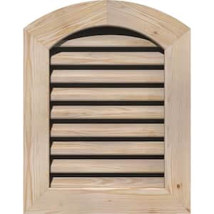 19 in. x 25 in. Round Top Unfinished Smooth Pine Wood Paintable Gable Louver Vent