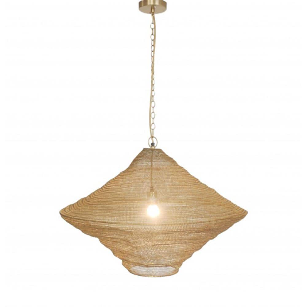 Barley 60-Watt 1 Satin Black Cone Mini Pendant Light with Woven Metal Shade