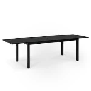 106.3 in. Width Large Black Rectangle Aluminum Patio Outdoor Dining Table with Extension